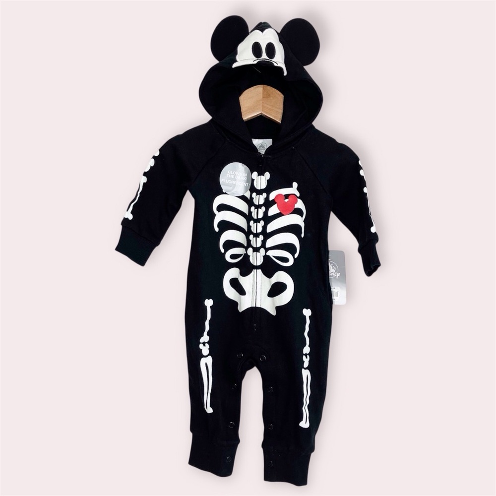 NWT Disney Store Mickey Mouse costume baby one piece glow in the dark 3-6 months